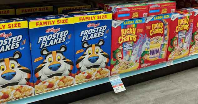 Sugary cereals now on bottom shelf